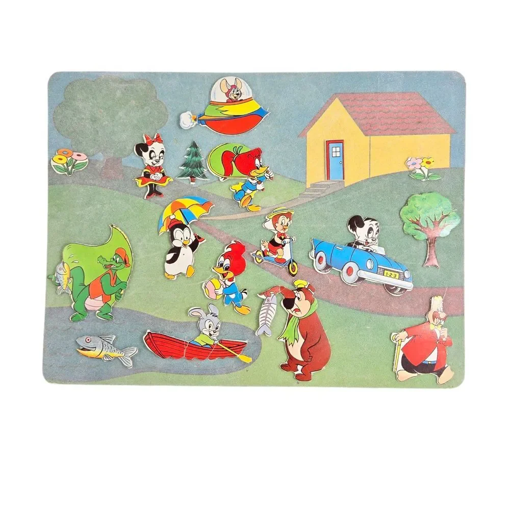 Rare 1963 Woody Woodpecker Flannel Board Play‎ Set Parts Used 16 Pieces